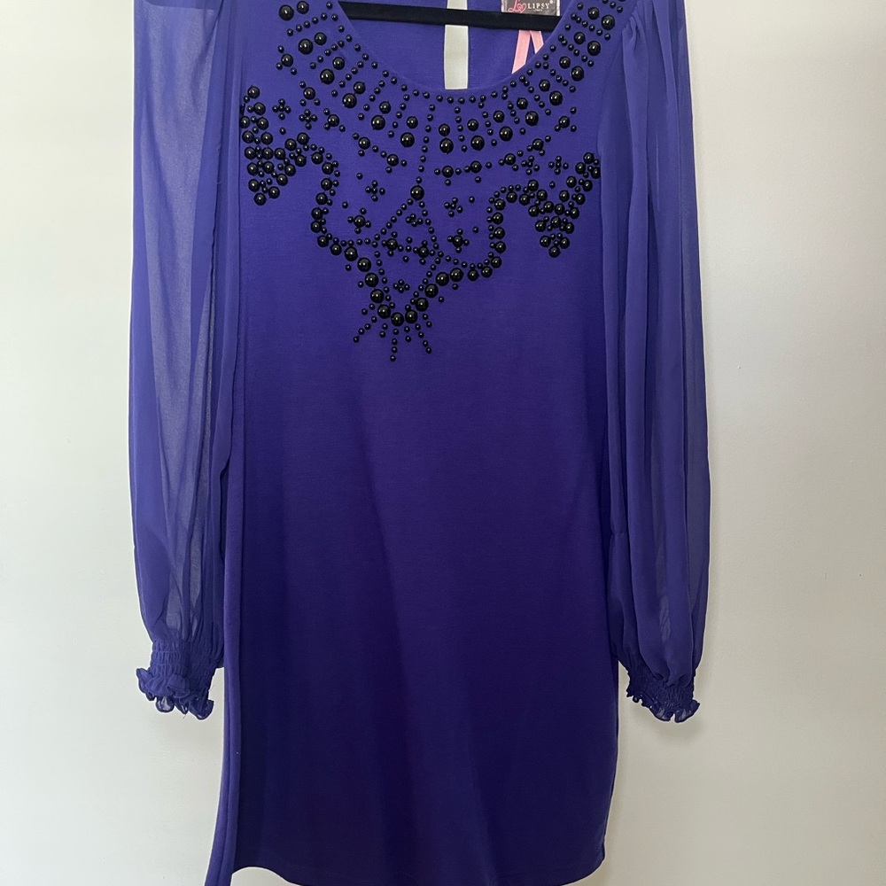 Lipsy Royal Blue Dress with Black Beaded Accents